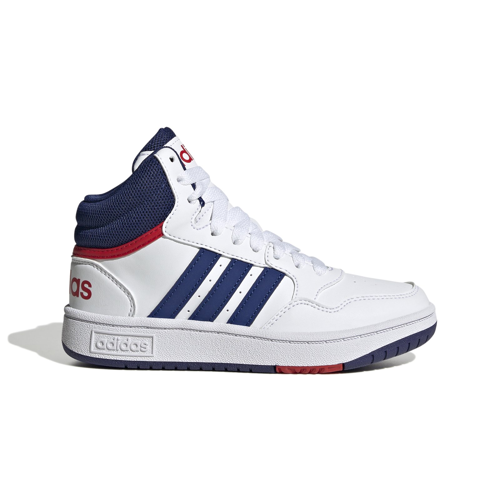 Zapatillas ADIDAS HOOPS MID - Blancas con azul y rojo zapatos en Cinthia Calzados Cusco